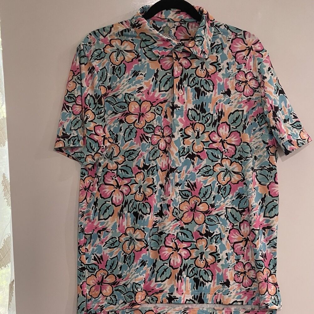 Chubbies Men Floral Hawaiian Button-Up Shirt Multi Sz S Aloha Pineapple Vacation